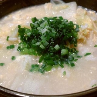 白菜と豚肉のしょうが雑炊